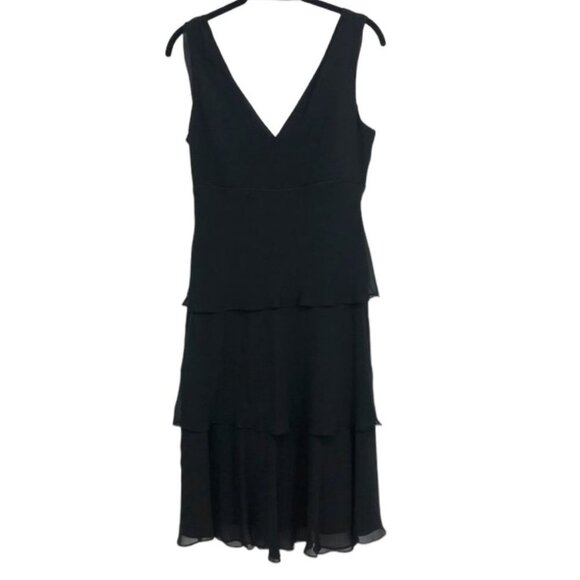 Lori Ann Montreal Vintage Black sleeveless tiered midi  dress sequin broach 8 - Picture 2 of 16